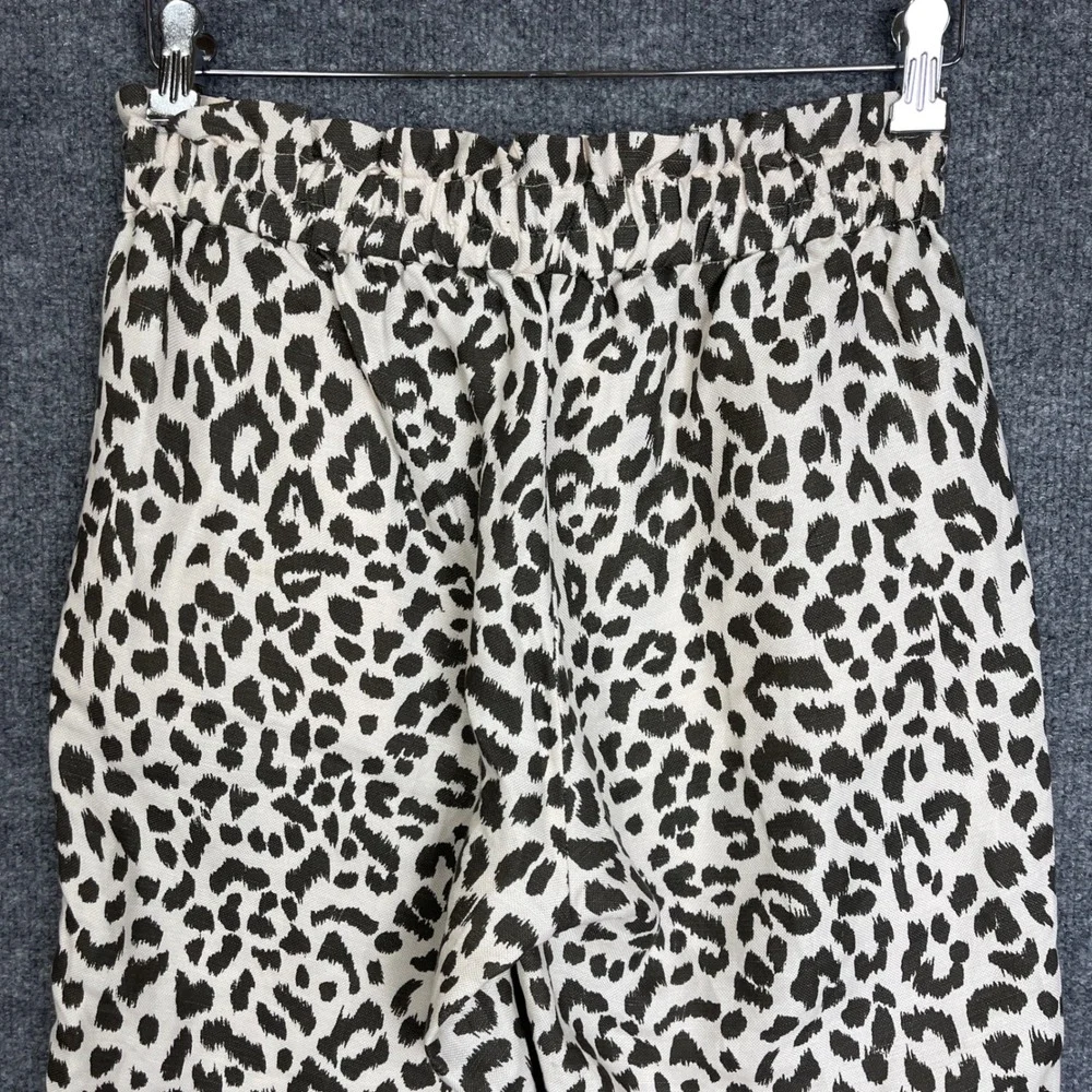 J. Crew Pants Womens 2 Cream Leopard Print Excellent High Rise Paperbag Waist